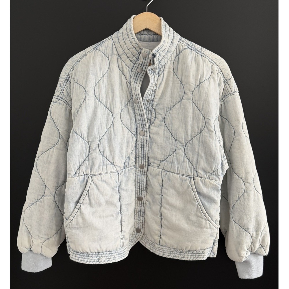 BLANKNYC Quilted Chambray Jacket Sun Bleached XS Washed Denim Y2K Boho